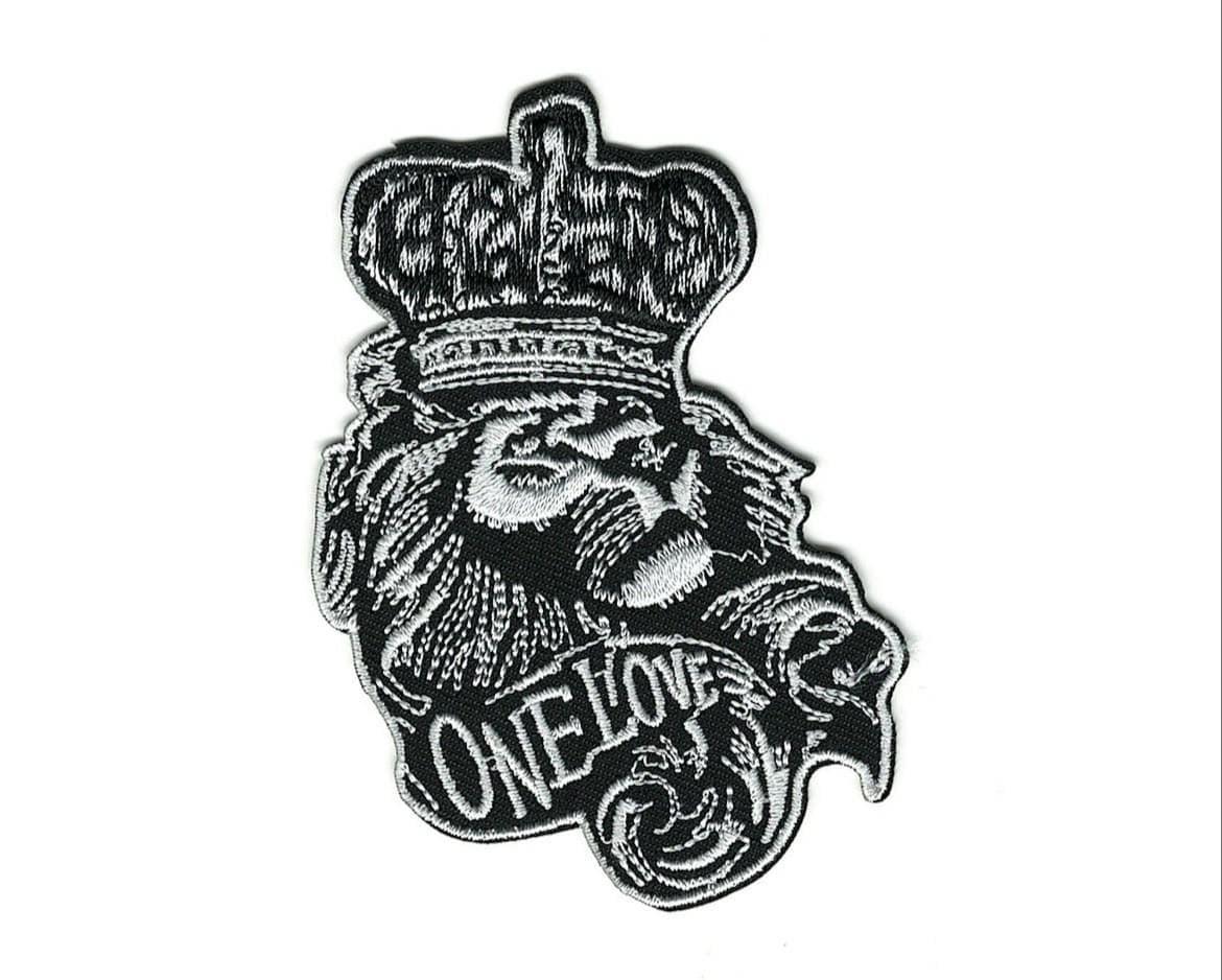 Iron-On Lion Patch: Black and White Embroidery - Handmade USA - Image 1