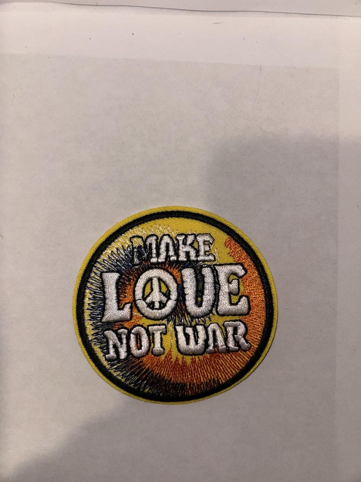 Peace Symbol Patch: Embroidered Iron-On (Make Love Not War, 3") - Image 1