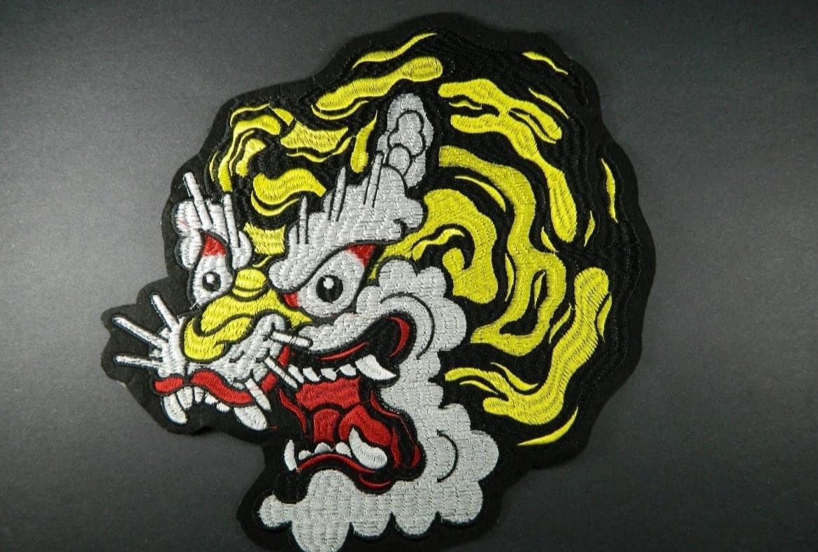 Large Embroidered Tiger Patch – Yellow & Black Iron-On Applique - Image 1