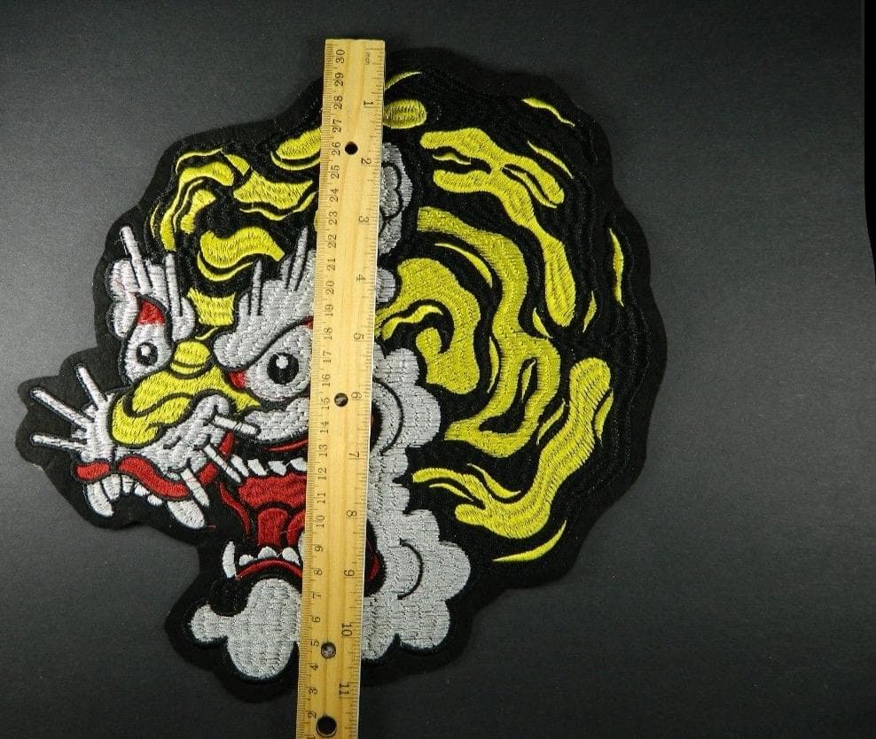 Large Embroidered Tiger Patch – Yellow & Black Iron-On Applique - Thumbnail 3