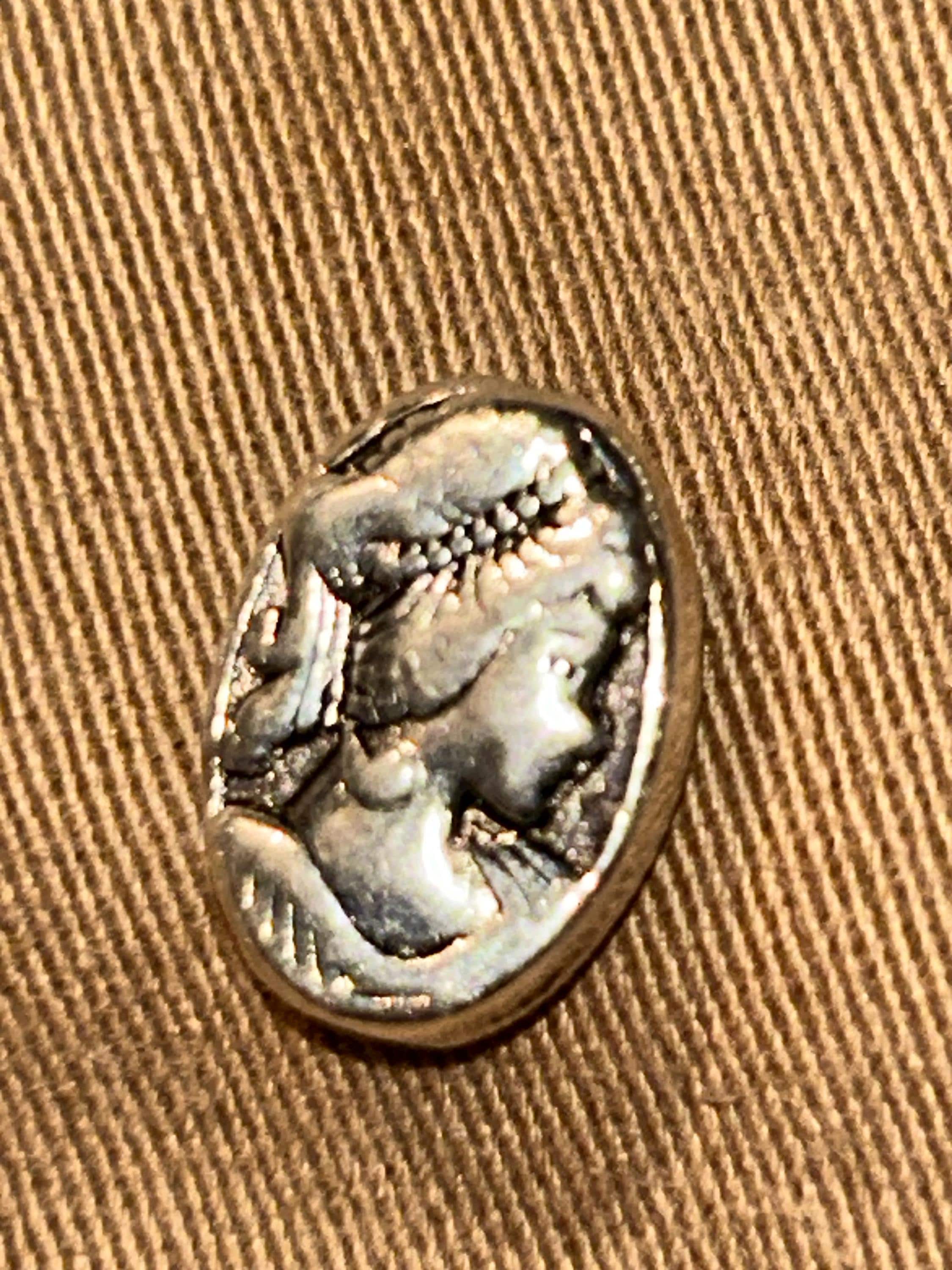 Antique Silver Double-Sided Cameo Coin Beads – 14x10mm Greek Goddess Athena Replicas - Thumbnail 4