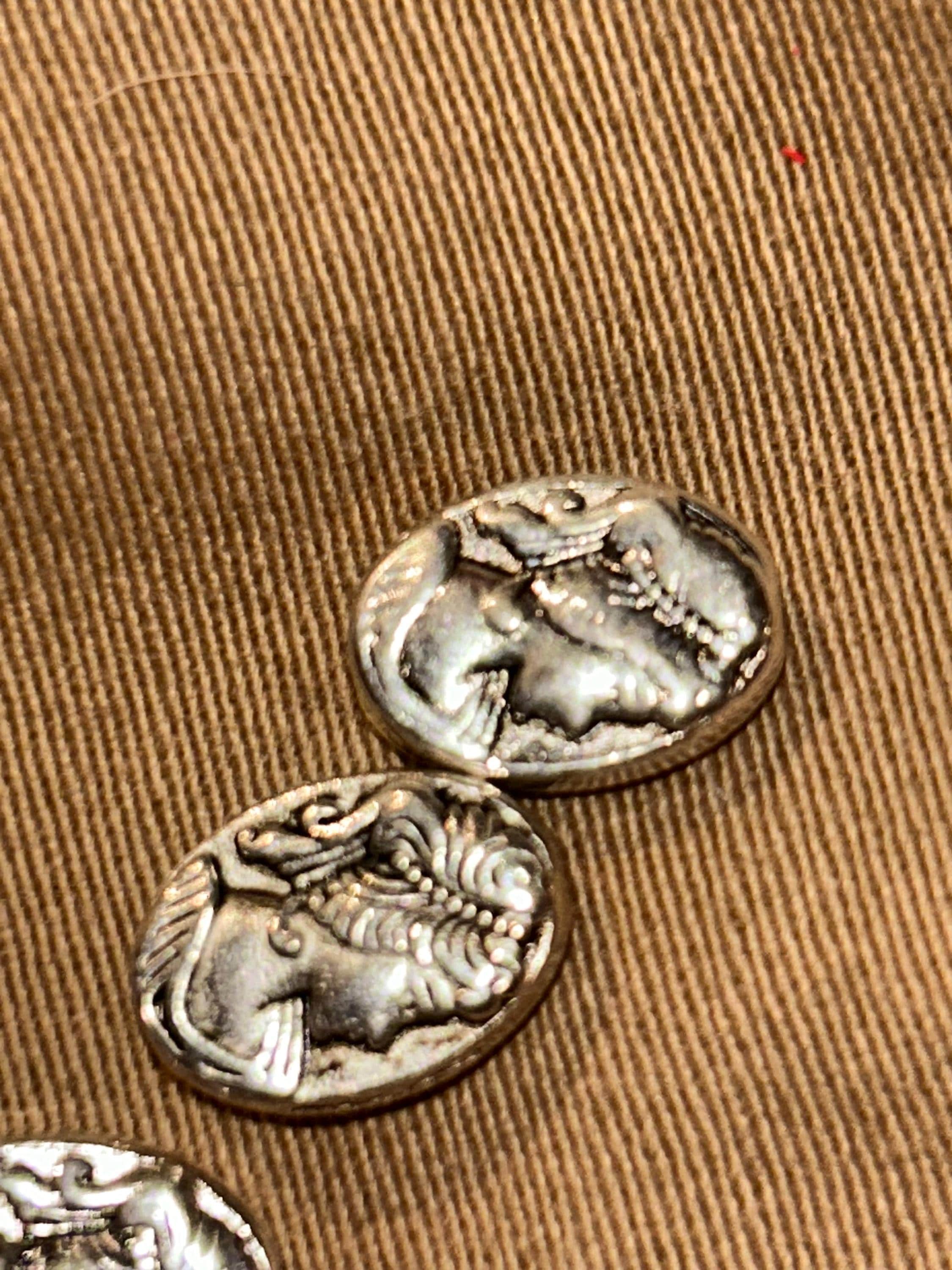 Antique Silver Double-Sided Cameo Coin Beads – 14x10mm Greek Goddess Athena Replicas - Thumbnail 2