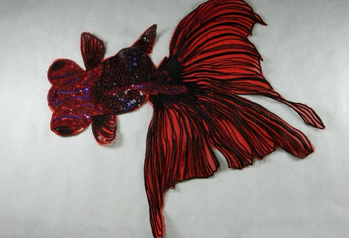 Fantail Goldfish Patch, Red Sequins (Sew-On Applique) - Thumbnail 2
