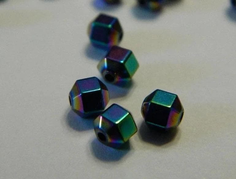 4mm Hexagon Shape Hematite Spacer Beads Select Color in Various - Thumbnail 2
