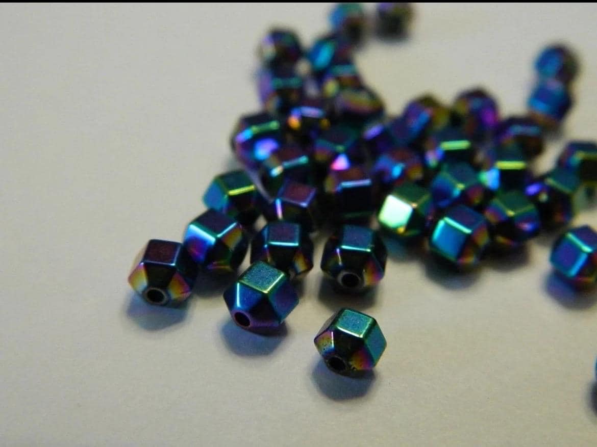 4mm Hexagon Shape Hematite Spacer Beads Select Color in Various - Thumbnail 4
