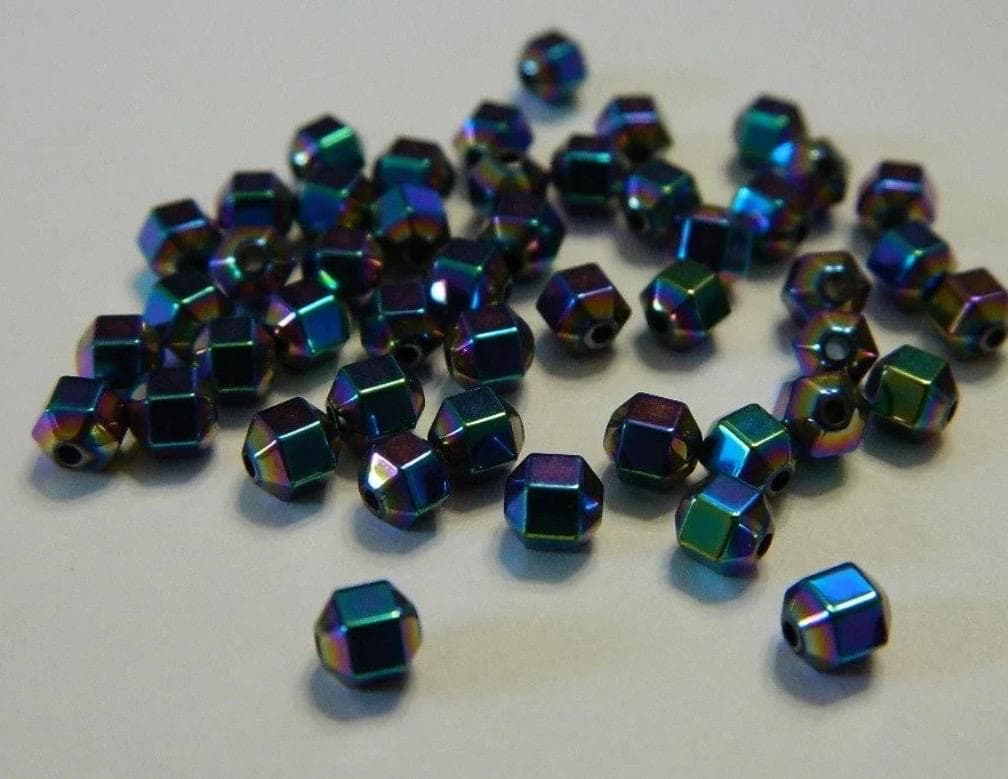 4mm Hexagon Shape Hematite Spacer Beads Select Color in Various - Thumbnail 5