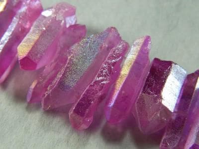 Pink Rainbow Quartz Beads: Natural Crystal Stick, Two Strands - Image 1
