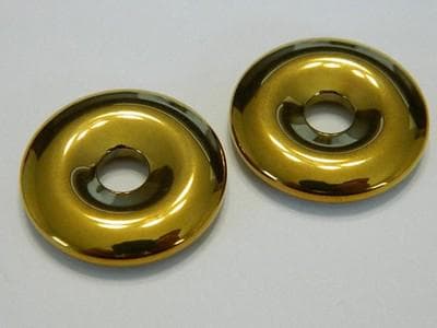 Hematite Donut Necklace Pendant - Gold Plated, 30mm Round Stone 2 per order - Thumbnail 4