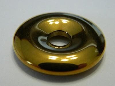 Hematite Donut Necklace Pendant - Gold Plated, 30mm Round Stone 2 per order - Thumbnail 2