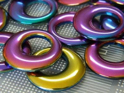 Multi-Color Hematite Donut Beads: Synthetic, 29mm Bright Finish - Image 1
