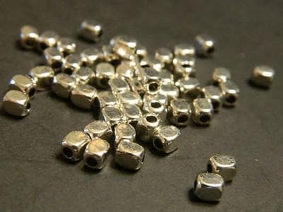 Silver Spacer Beads: Tibetan Style Rectangular Cuboid - 50 Count - Thumbnail 4