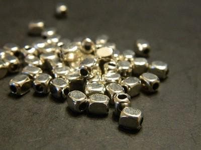 Silver Spacer Beads: Tibetan Style Rectangular Cuboid - 50 Count - Thumbnail 3