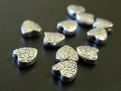 Tibetan Style Heart Spacer Beads, Silver Alloy (50pcs) - Thumbnail 3