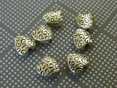 Tibetan Style Heart Spacer Beads, Silver Alloy (50pcs) - Thumbnail 2