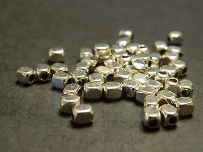 Silver Spacer Beads: Tibetan Style Rectangular Cuboid - 50 Count - Thumbnail 2