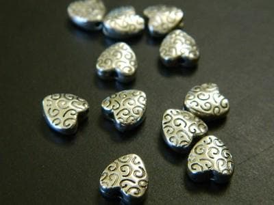 Tibetan Style Heart Spacer Beads, Silver Alloy (50pcs) - Thumbnail 5