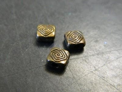 Reddish Bronze Metal Spacer Beads, Flat Square with Texture (6mm, 25 pcs) - Image 1