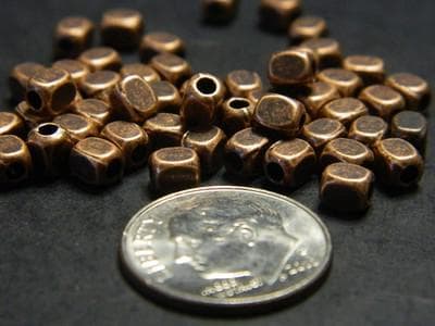 Tibetan Copper Spacer Beads, Rectangular Cuboid (50 Pieces) - Thumbnail 4
