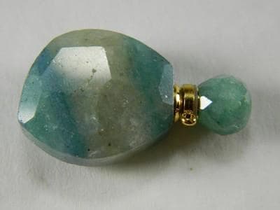 Green Quartz Perfume Bottle Pendant: Travel Size with Gold Accents - Thumbnail 2