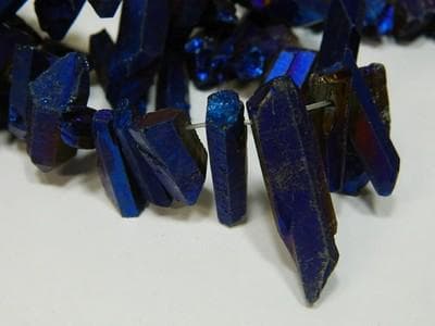 Dusky Blue Quartz Beads - Stick Shape with Metallic Shine - Thumbnail 6