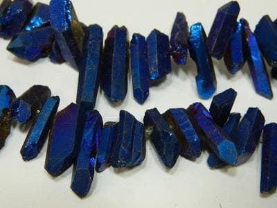 Dusky Blue Quartz Beads - Stick Shape with Metallic Shine - Thumbnail 3