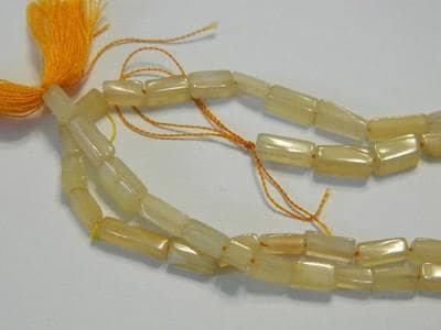 Cream Quartz Beads - Light Yellow Hand-Cut Square Tubes, 50 Count - Image 1