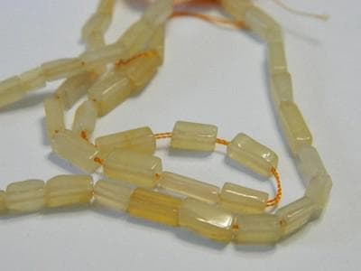 Cream Quartz Beads - Light Yellow Hand-Cut Square Tubes, 50 Count - Thumbnail 2