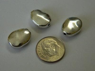 Tibetan Silver Beads: Oval Wavy Design - Antiqued Metal Spacers - Thumbnail 7