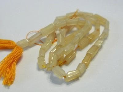 Cream Quartz Beads - Light Yellow Hand-Cut Square Tubes, 50 Count - Thumbnail 3