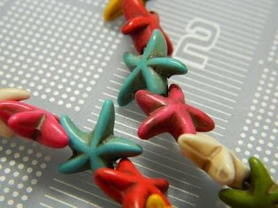 Starfish Beads: Multi Colored Ocean Theme - Synthetic Howlite, 14mm - Thumbnail 3