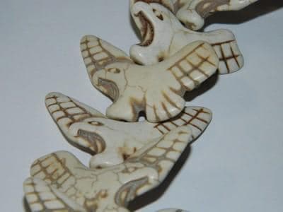 Eagle Pendant Beads: Tribal Style White and Brown Howlite - Large Focal - Image 1