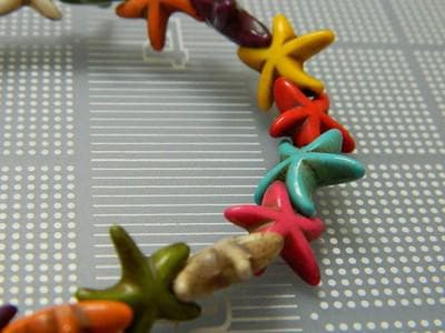 Starfish Beads: Multi Colored Ocean Theme - Synthetic Howlite, 14mm - Thumbnail 2
