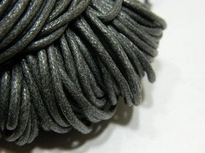 Dark Gray Waxed Cotton Cord: 2mm Thick Jewelry String - Thumbnail 2