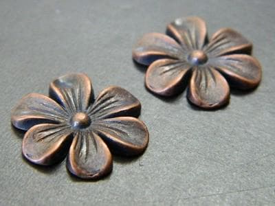 Flower Cabochons: Copper Alloy Floral Design (20mm Round, Set of 3) - Image 1