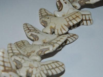 Eagle Pendant Beads: Tribal Style White and Brown Howlite - Large Focal - Thumbnail 3
