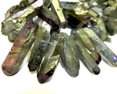 Quartz Stick Beads: Dark Khaki Shimmer - Natural Gemstone Strands - Thumbnail 2