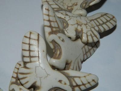 Eagle Pendant Beads: Tribal Style White and Brown Howlite - Large Focal - Thumbnail 6