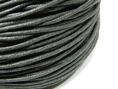 Dark Gray Waxed Cotton Cord: 2mm Thick Jewelry String - Thumbnail 3