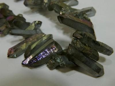 Quartz Stick Beads: Dark Khaki Shimmer - Natural Gemstone Strands - Thumbnail 3