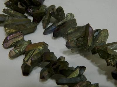 Quartz Stick Beads: Dark Khaki Shimmer - Natural Gemstone Strands - Thumbnail 5