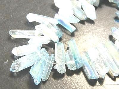 Quartz Beads Strands: Pale Turquoise AB Coated - Stick Shape - Image 1