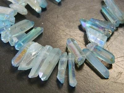 Quartz Beads Strands: Pale Turquoise AB Coated - Stick Shape - Thumbnail 4