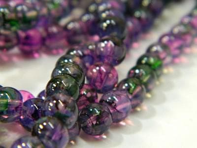 Purple Green Faux Opalite Beads - 6mm Smooth Round Glass - Thumbnail 7