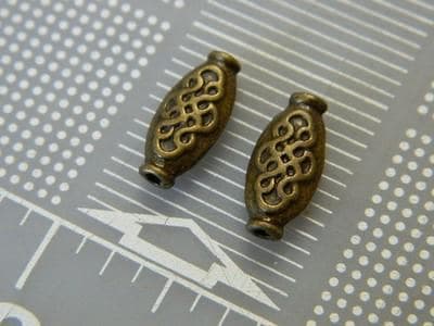 Oval Spacer Beads:100 beads Ethnic Bronze Pewter (15mm, Handcrafted) - Thumbnail 4