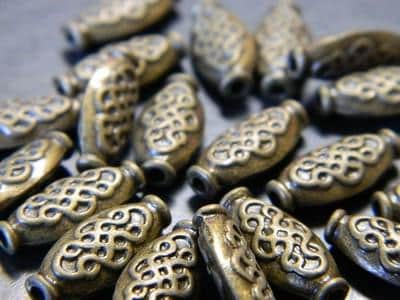 Oval Spacer Beads:100 beads Ethnic Bronze Pewter (15mm, Handcrafted) - Thumbnail 5