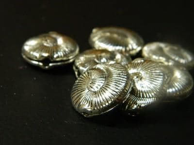 Ocean Shell Pewter Beads, Flat Round Silver (Large Hole 18.5mm) - Image 1