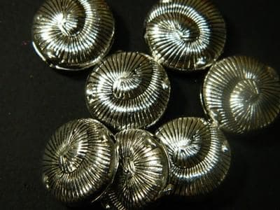 Ocean Shell Pewter Beads, Flat Round Silver (Large Hole 18.5mm) - Thumbnail 2