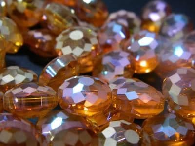 Orange Starburst Crystal Beads, Flat Round, Rainbow Faceted (14mm) - Thumbnail 6