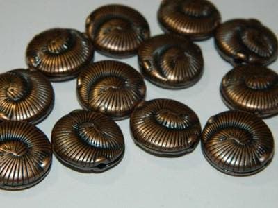 Ocean Shell Pewter Beads, Red Copper Flat Round 50 beads (18.5mm Large Hole) - Thumbnail 4