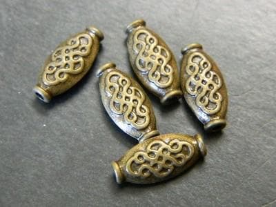 Oval Spacer Beads:100 beads Ethnic Bronze Pewter (15mm, Handcrafted) - Thumbnail 7